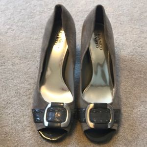 Franco Sarto Grey Peep Toe Heels Size 9